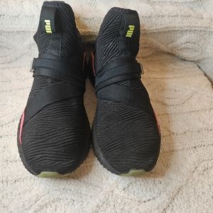 PUMA Defy Mid Buckle Women's Sneaker Shoe Black Pink Silver Buckle - SIZE: 10